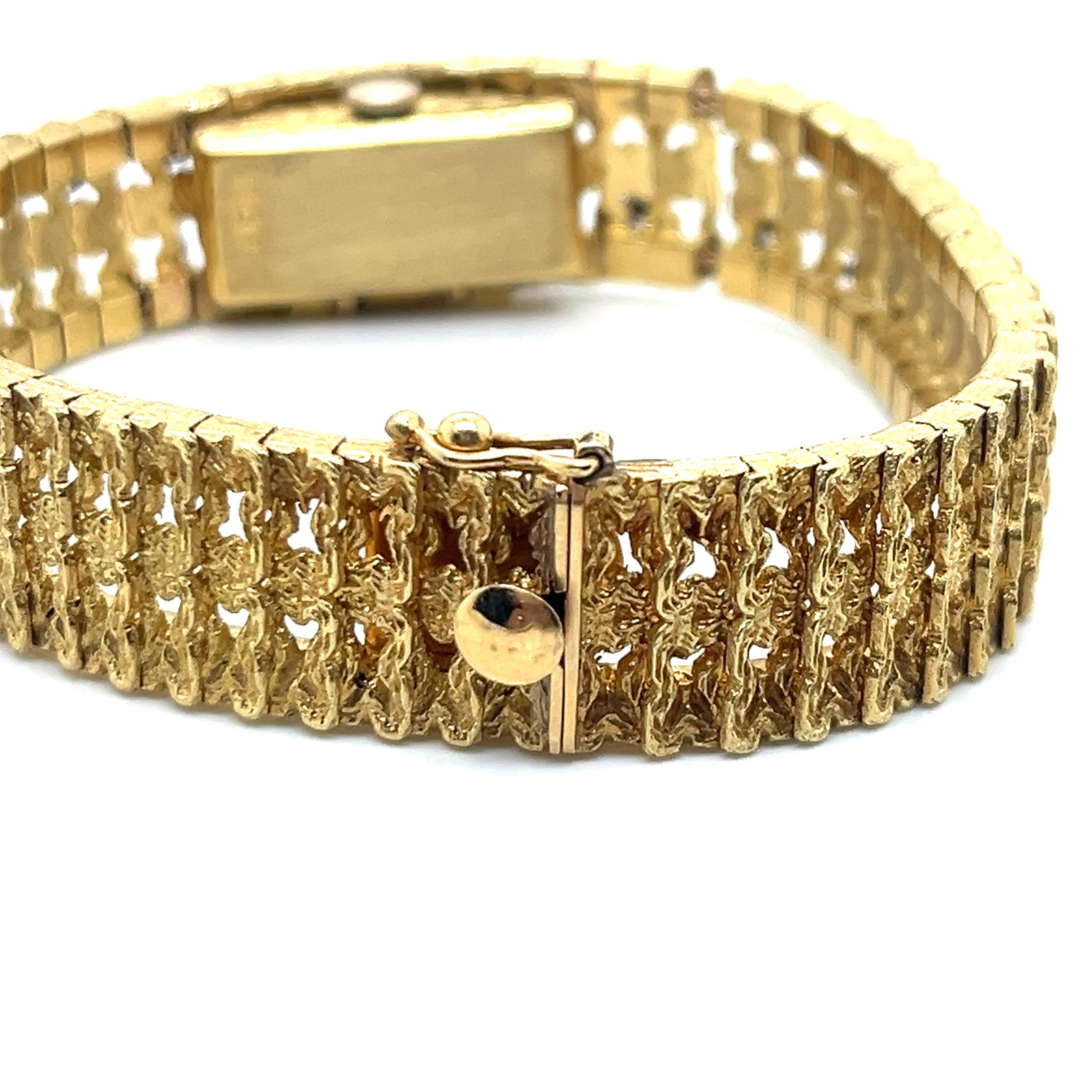 Vintage 18k Yellow Gold Covered Bracelet Watch with Diamonds In Excellent Condition For Sale In Boston, MA