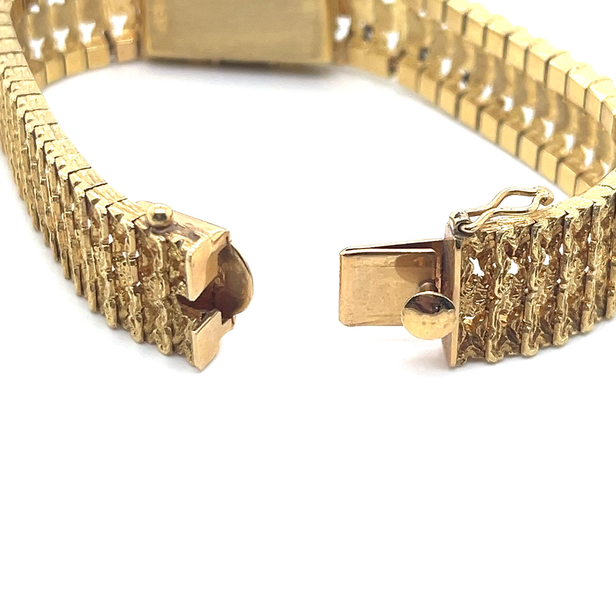 Women's Vintage 18k Yellow Gold Covered Bracelet Watch with Diamonds For Sale