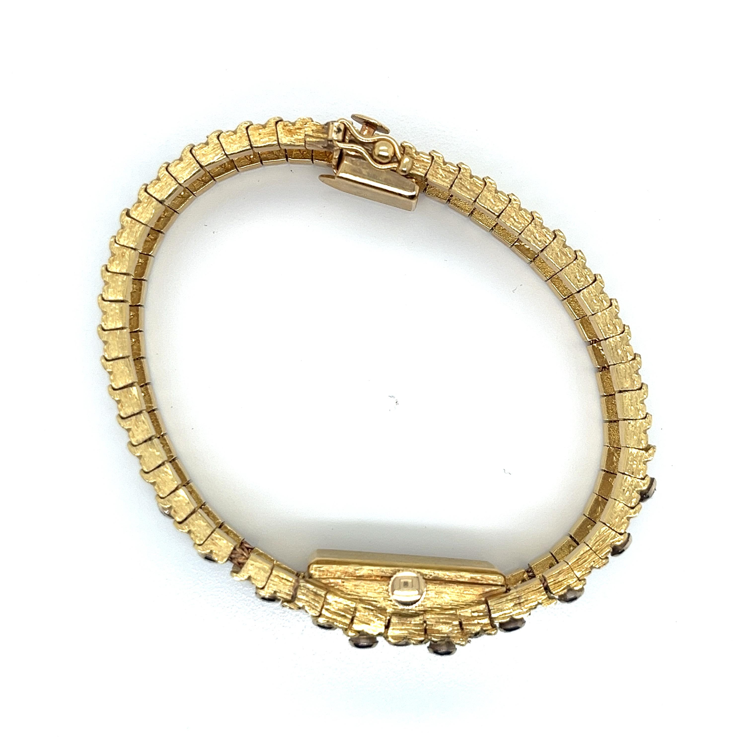 Vintage 18k Yellow Gold Covered Bracelet Watch with Diamonds For Sale 1