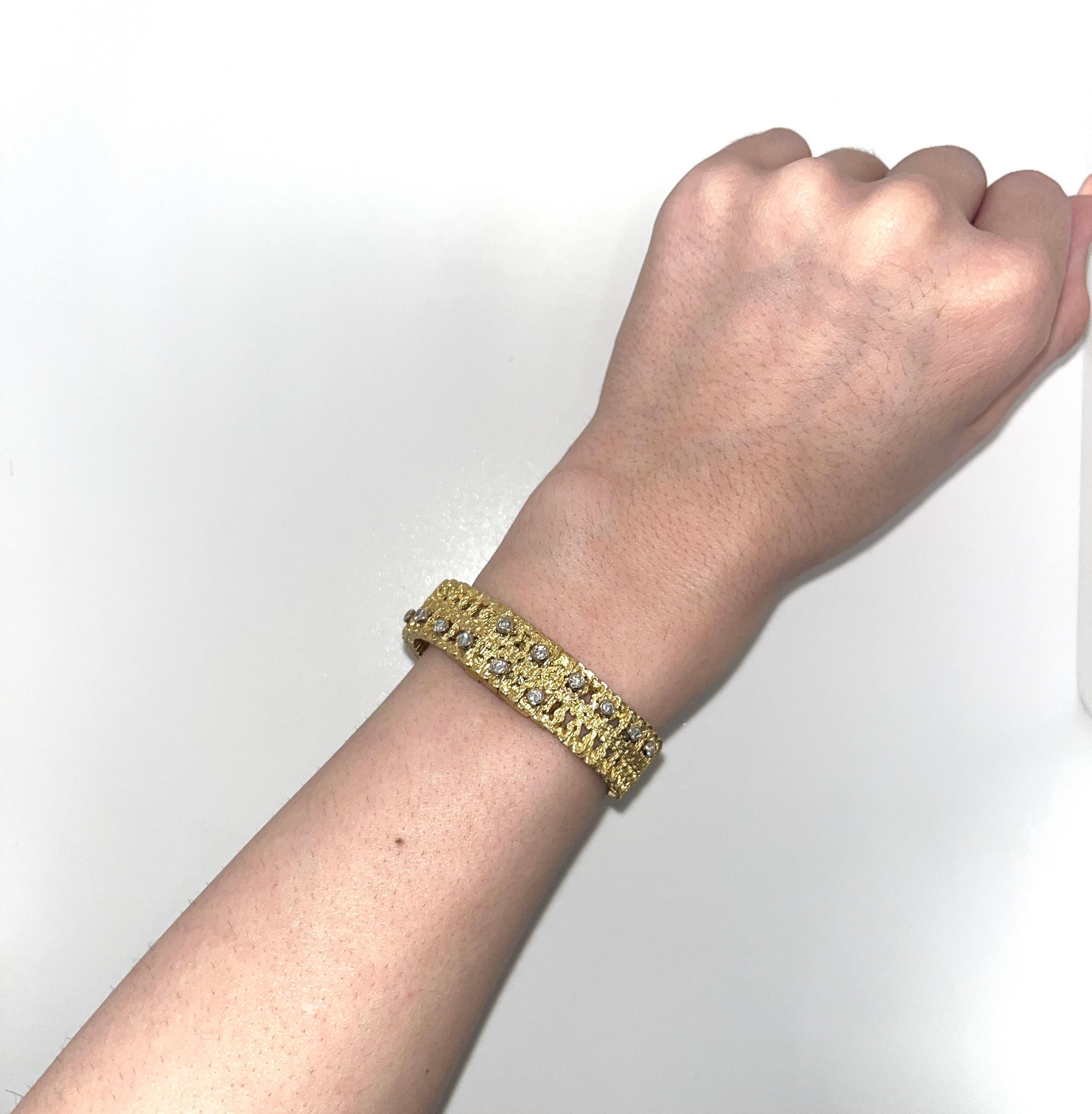 Vintage 18k Yellow Gold Covered Bracelet Watch with Diamonds For Sale 3