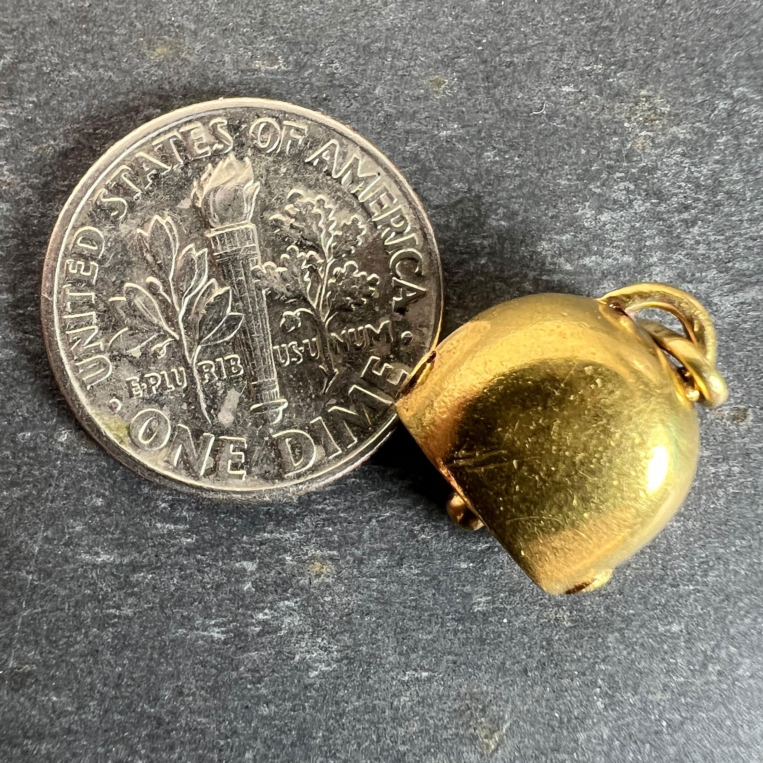 Vintage 18K Yellow Gold Cow Bell Charm Pendant For Sale 6