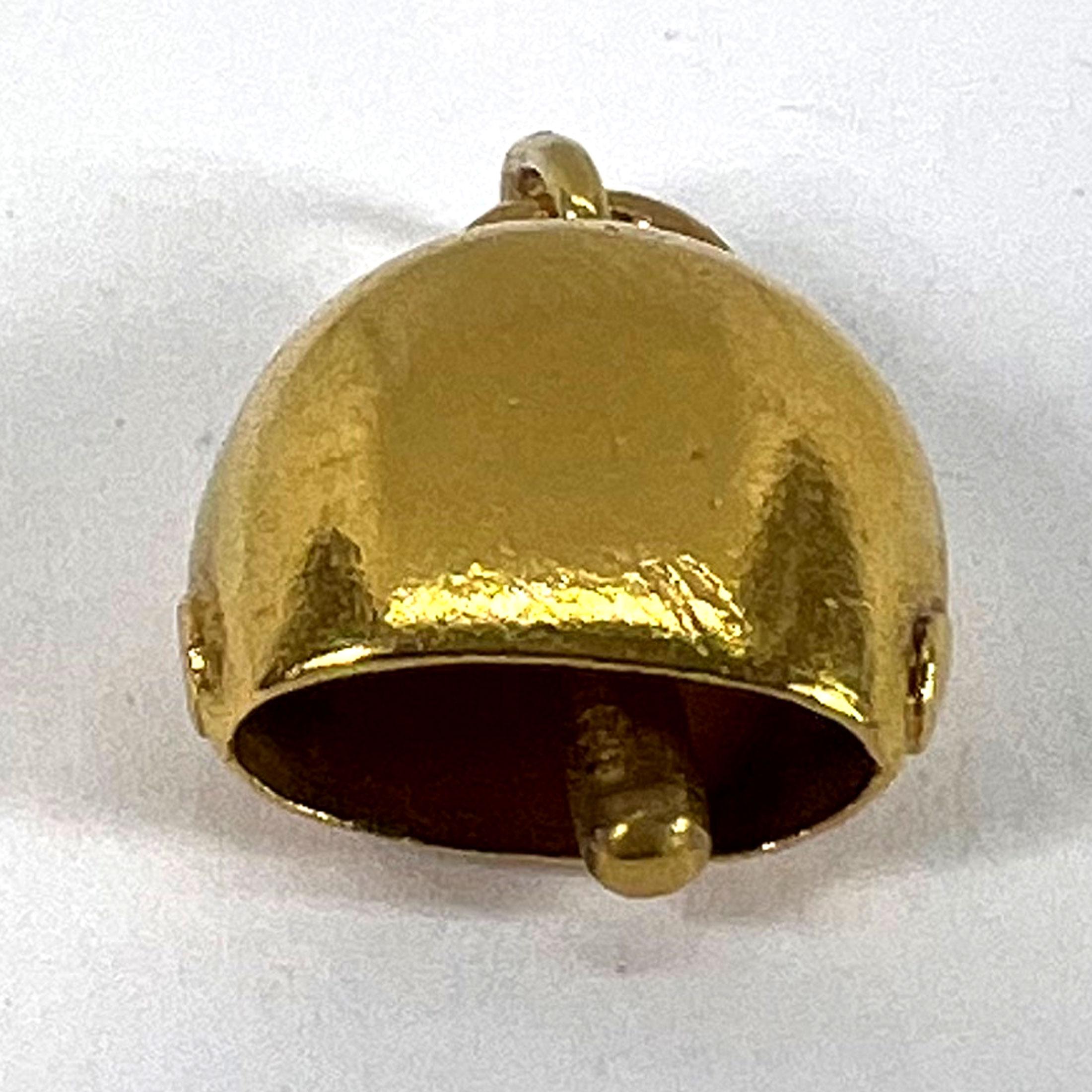 Vintage 18K Yellow Gold Cow Bell Charm Pendant For Sale 9