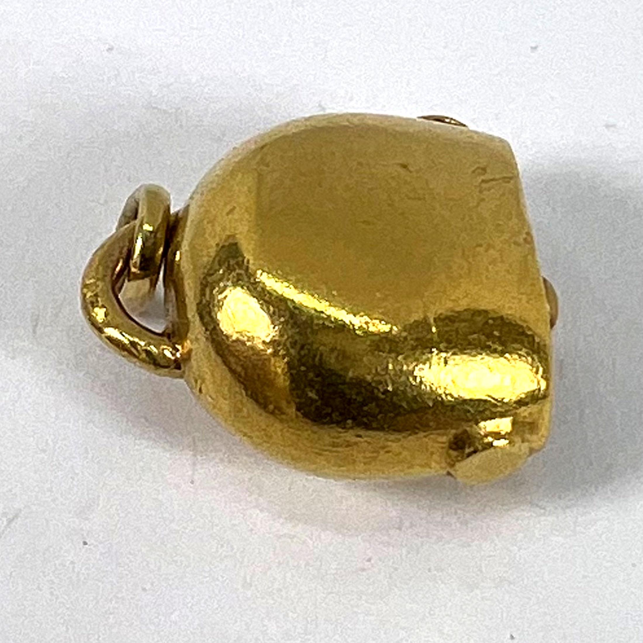 Vintage 18K Yellow Gold Cow Bell Charm Pendant For Sale 10