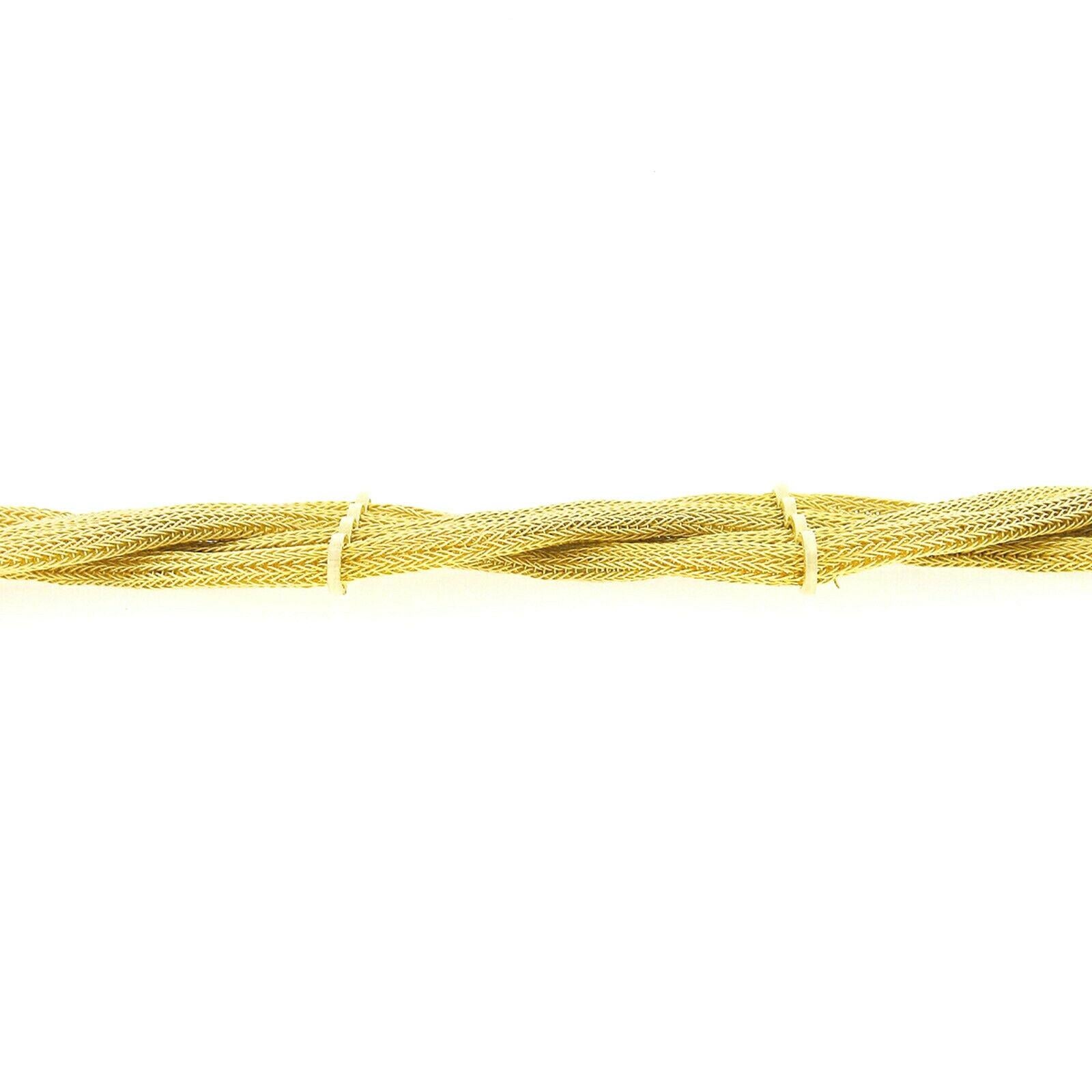 18 Karat Gelbgold Crossover geflochtenes breites, flaches Maschengliederkette-Armband im Angebot 1