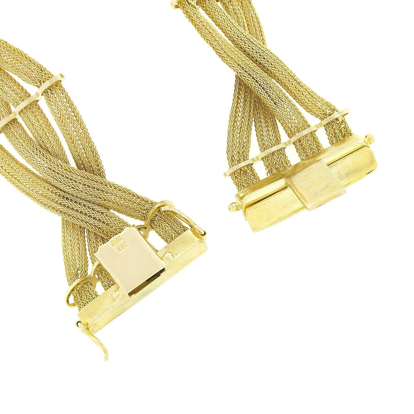 18 Karat Gelbgold Crossover geflochtenes breites, flaches Maschengliederkette-Armband im Angebot 4