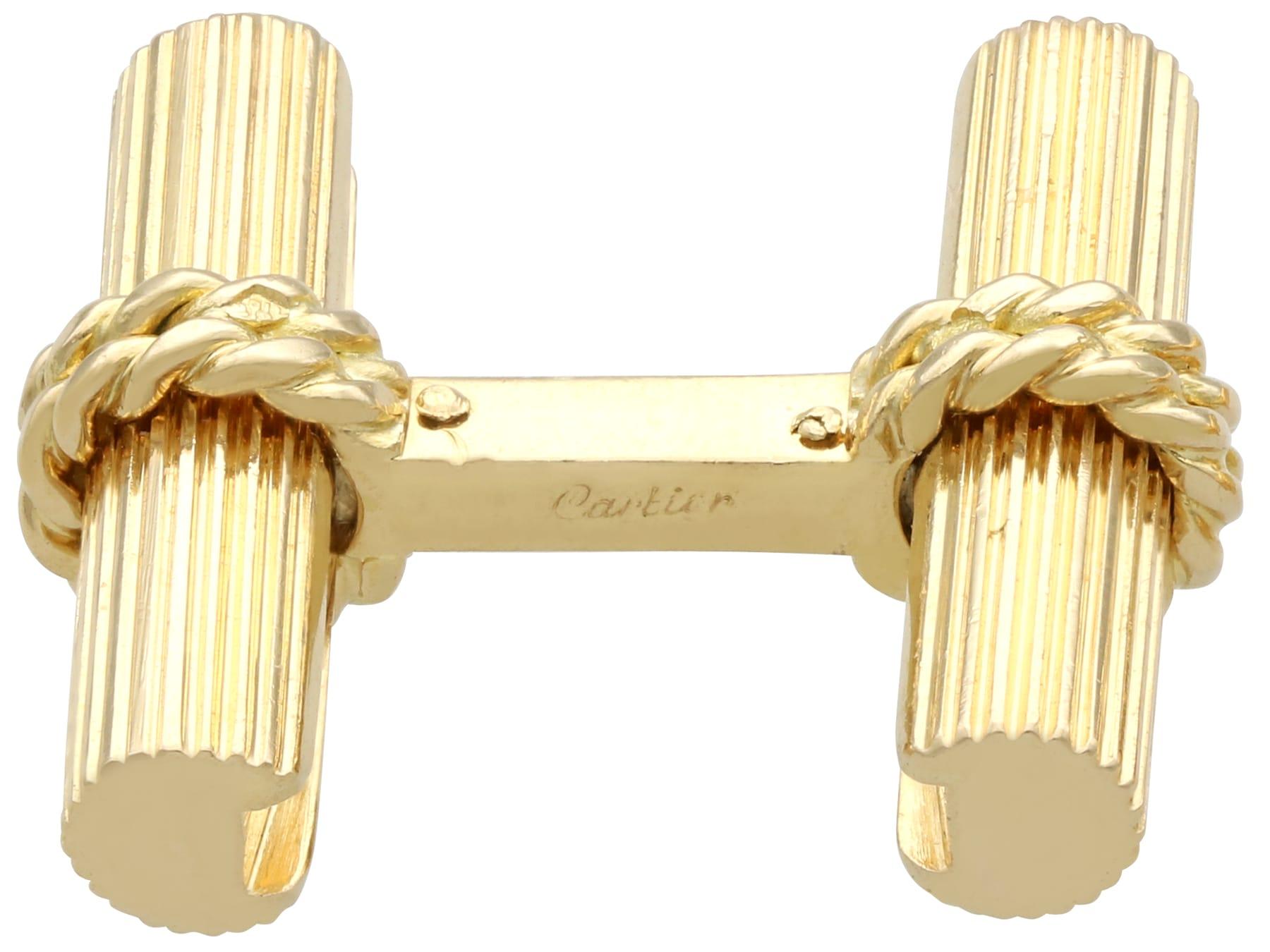 Women's or Men's Vintage 18k Yellow Gold Cufflinks by Cartier Circa 1980 For Sale