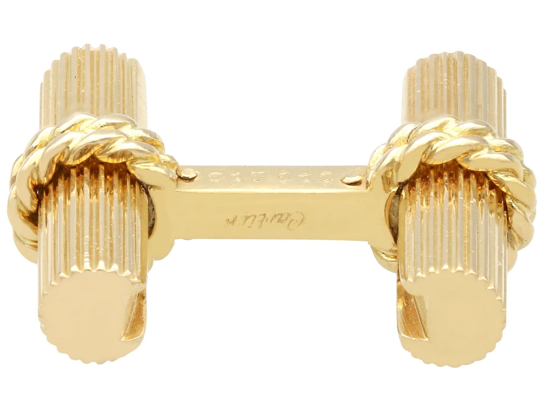 Vintage 18k Yellow Gold Cufflinks by Cartier Circa 1980 For Sale 1
