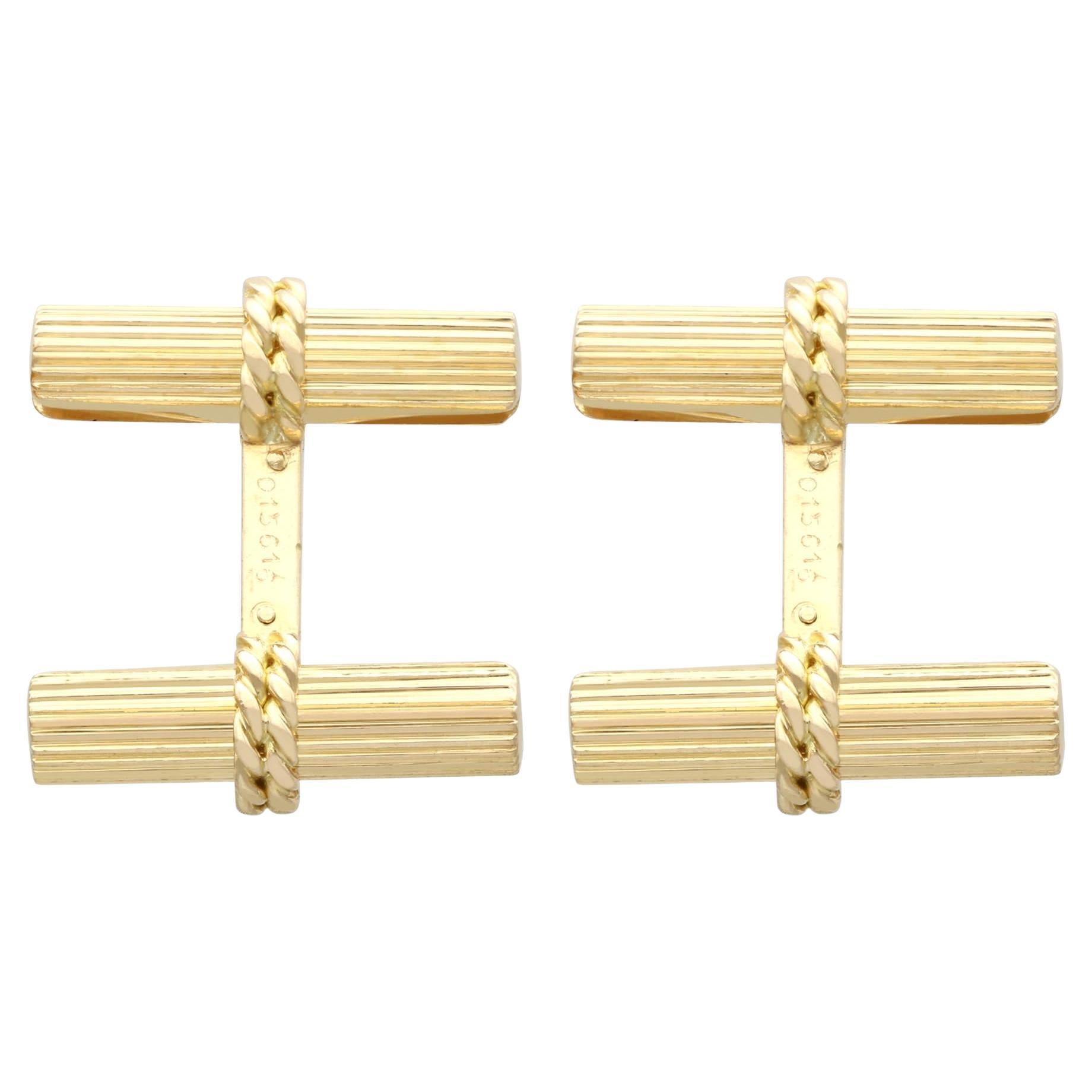 Vintage 18k Yellow Gold Cufflinks by Cartier Circa 1980 For Sale