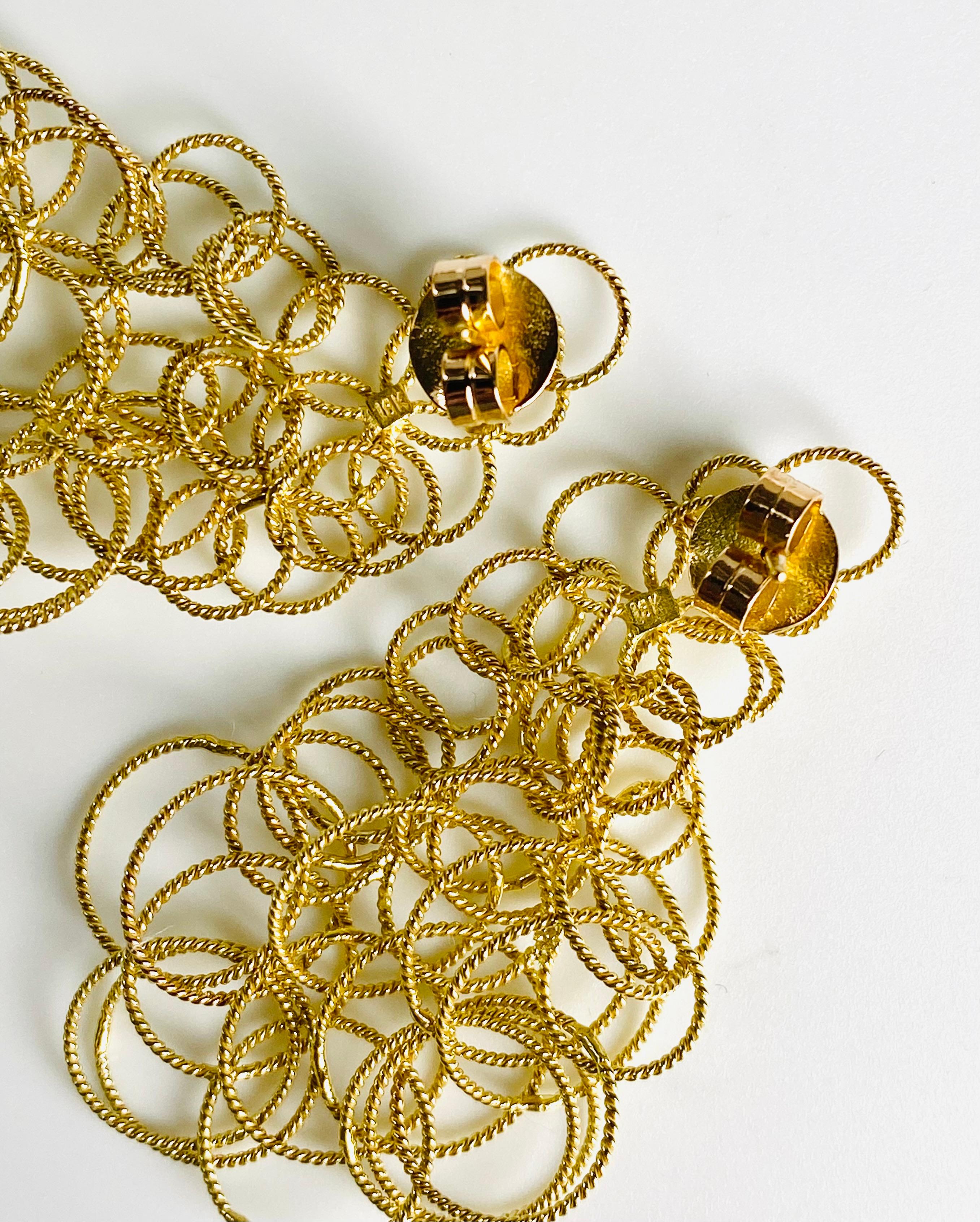 Vintage 18K Gelbgold baumeln Kreis 2,25 Zoll lange Ohrringe im Angebot 5