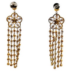 Vintage 18K Yellow Gold Dangling Earrings with 0.5 Carat Round Diamonds