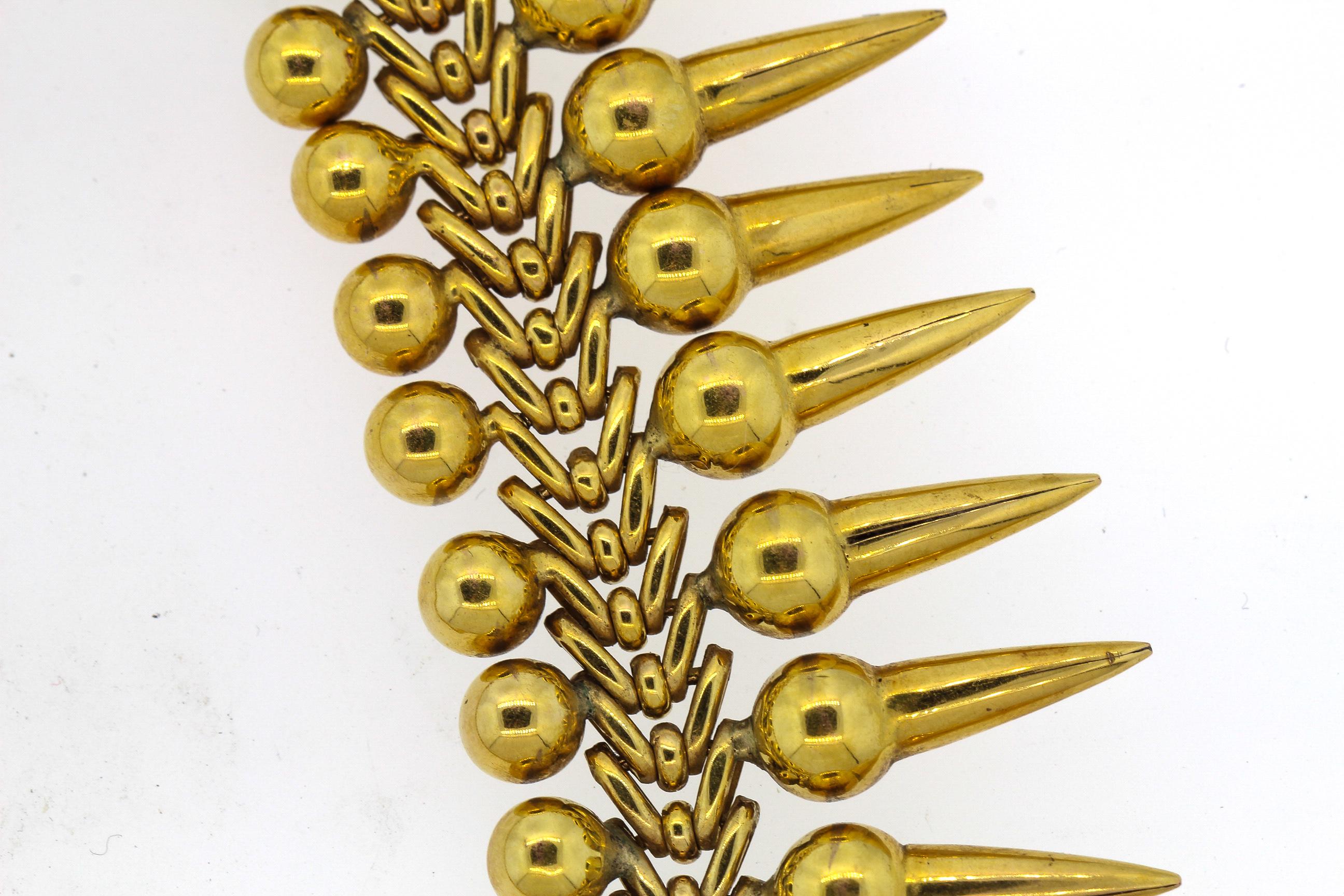 Victorian Vintage 18 Karat Yellow Gold Dart Collar Necklace