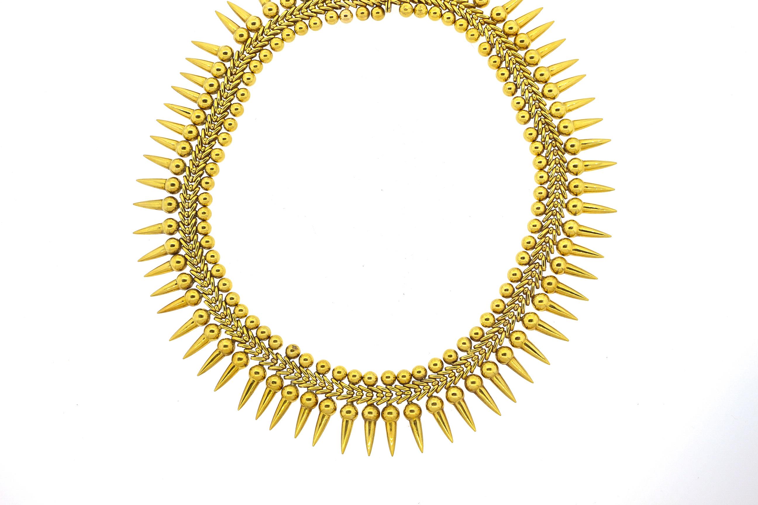 Vintage 18 Karat Yellow Gold Dart Collar Necklace 1