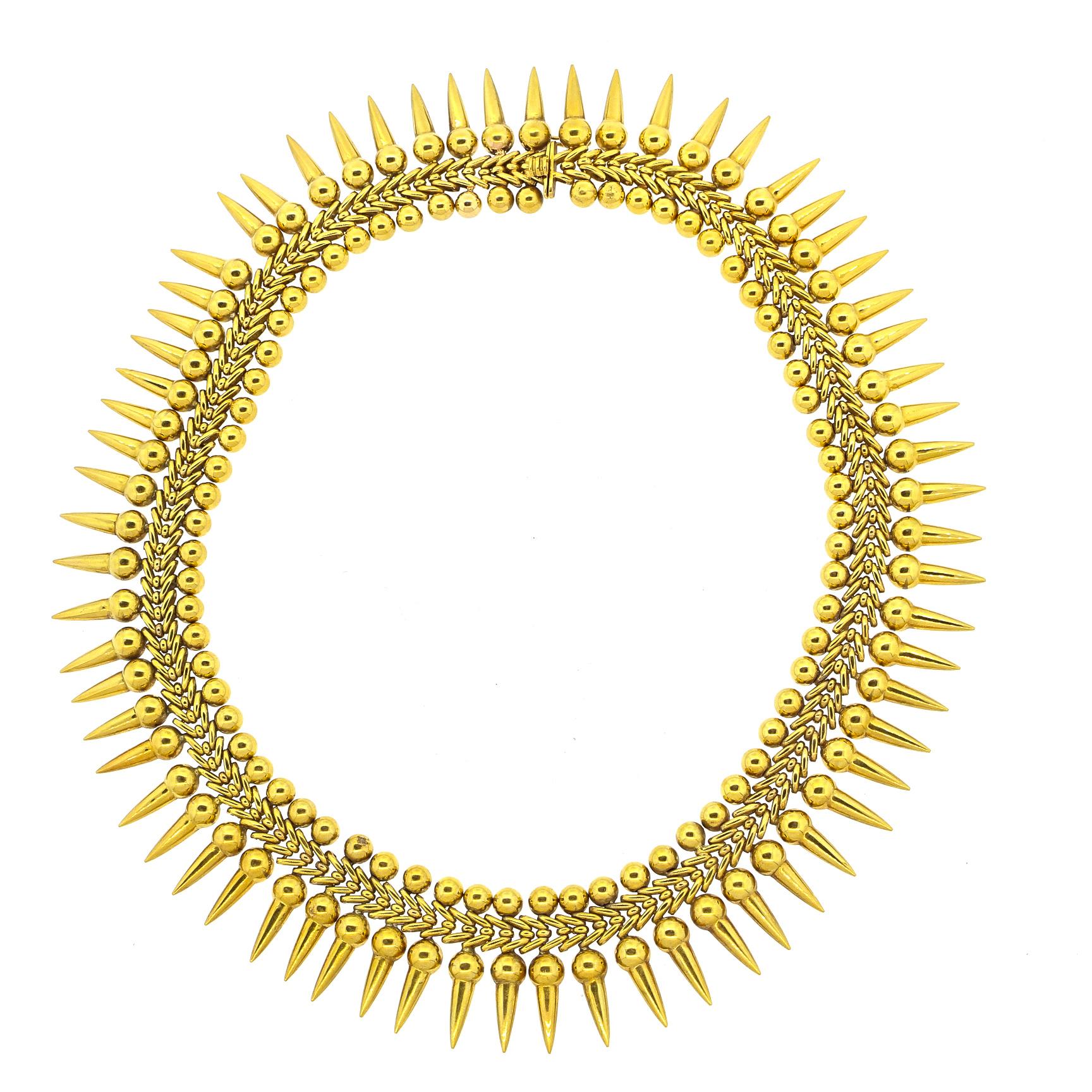 Vintage 18 Karat Yellow Gold Dart Collar Necklace 2
