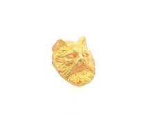 Vintage 18k Yellow Gold Detailed Petite Cat's Head Pin Brooch