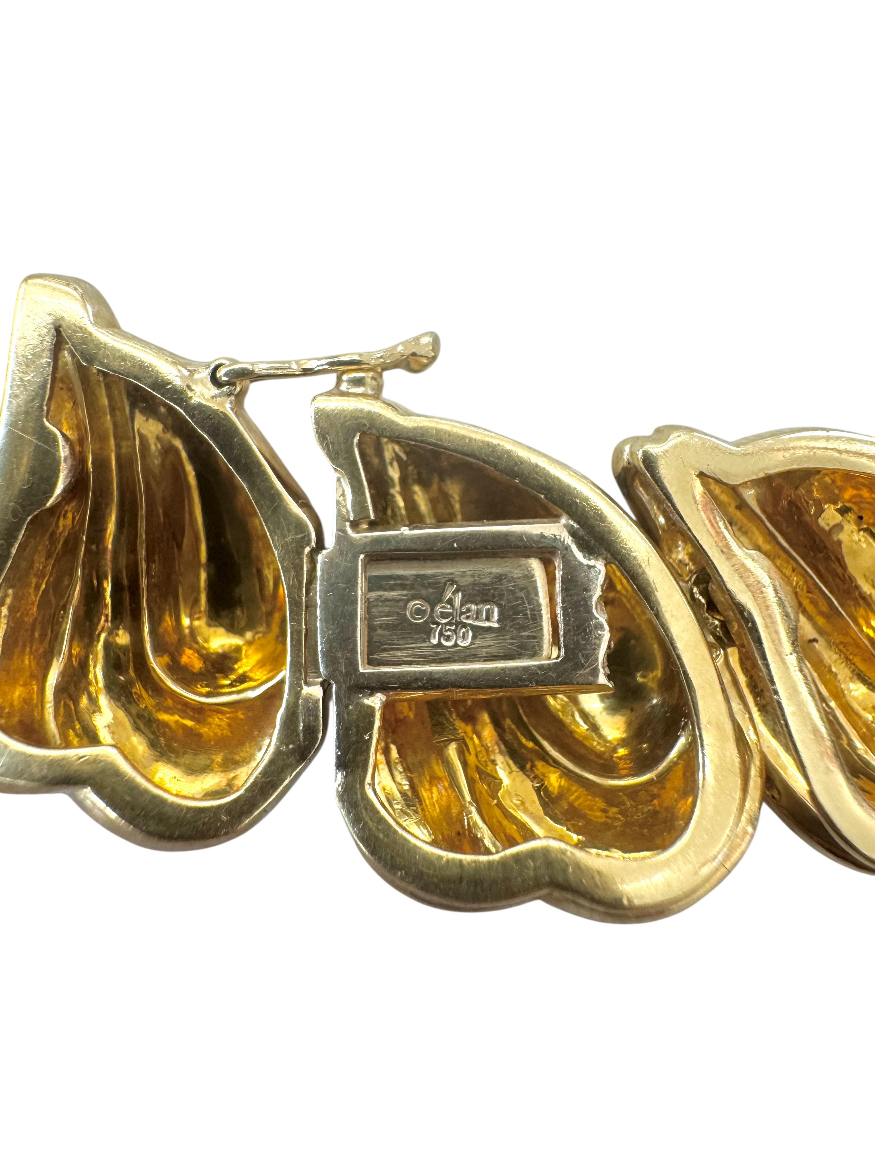Vintage Collier à vagues en or jaune 18K avec diamants et saphirs en vente 7