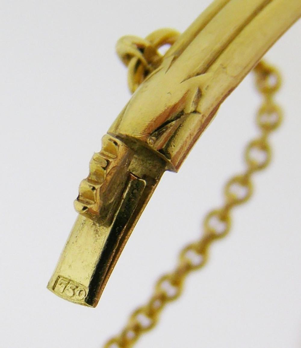 Vintage 18k Yellow Gold Diamond Bangle Bracelet For Sale 1