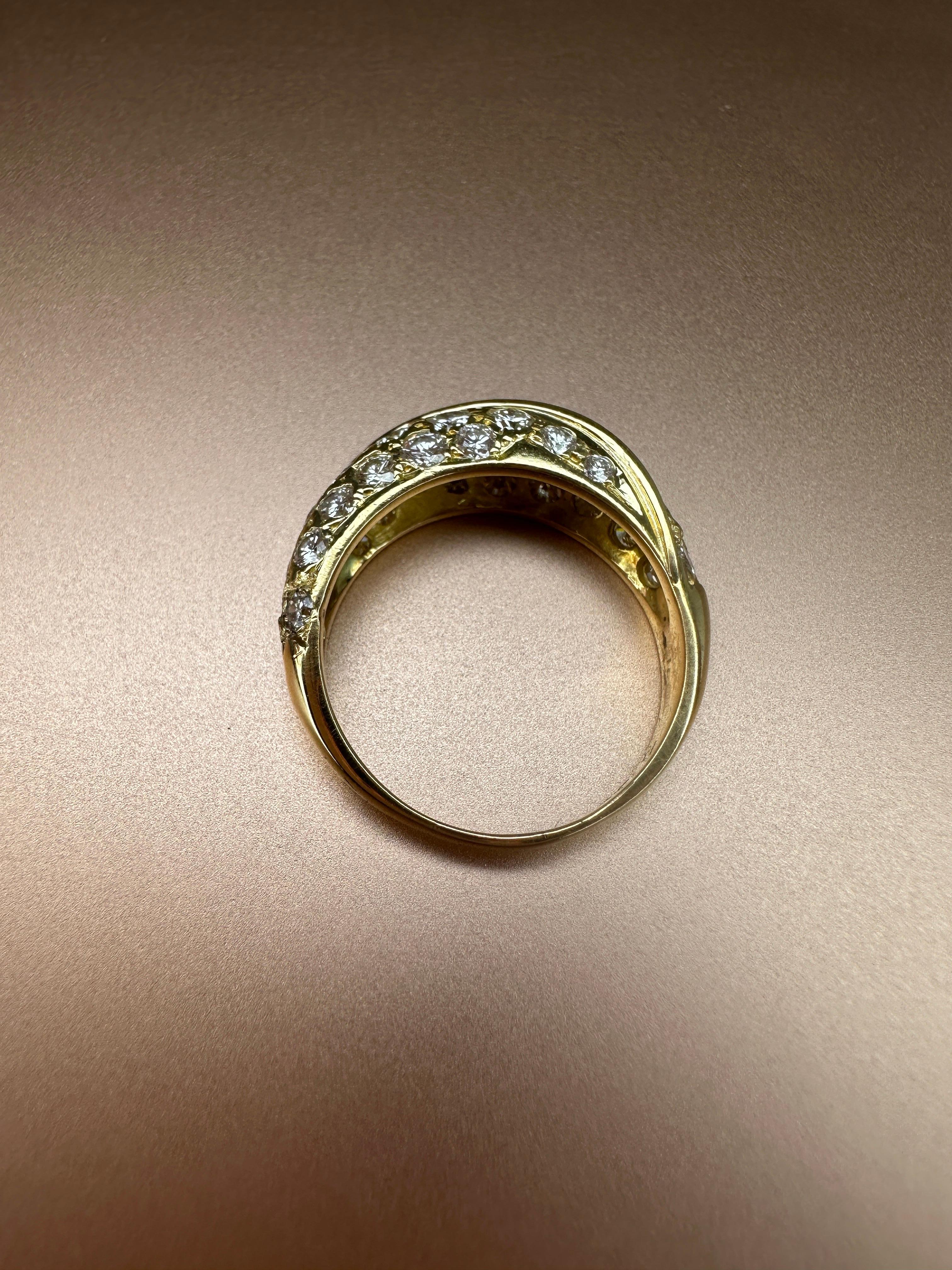 Vintage 18k Yellow Gold & Diamond Crossover Ring Band For Sale 8