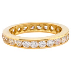 Anillo de la eternidad vintage de oro amarillo de 18 quilates con diamantes