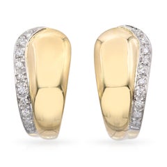 Vintage 18k Yellow Gold Diamond Huggie Earrings