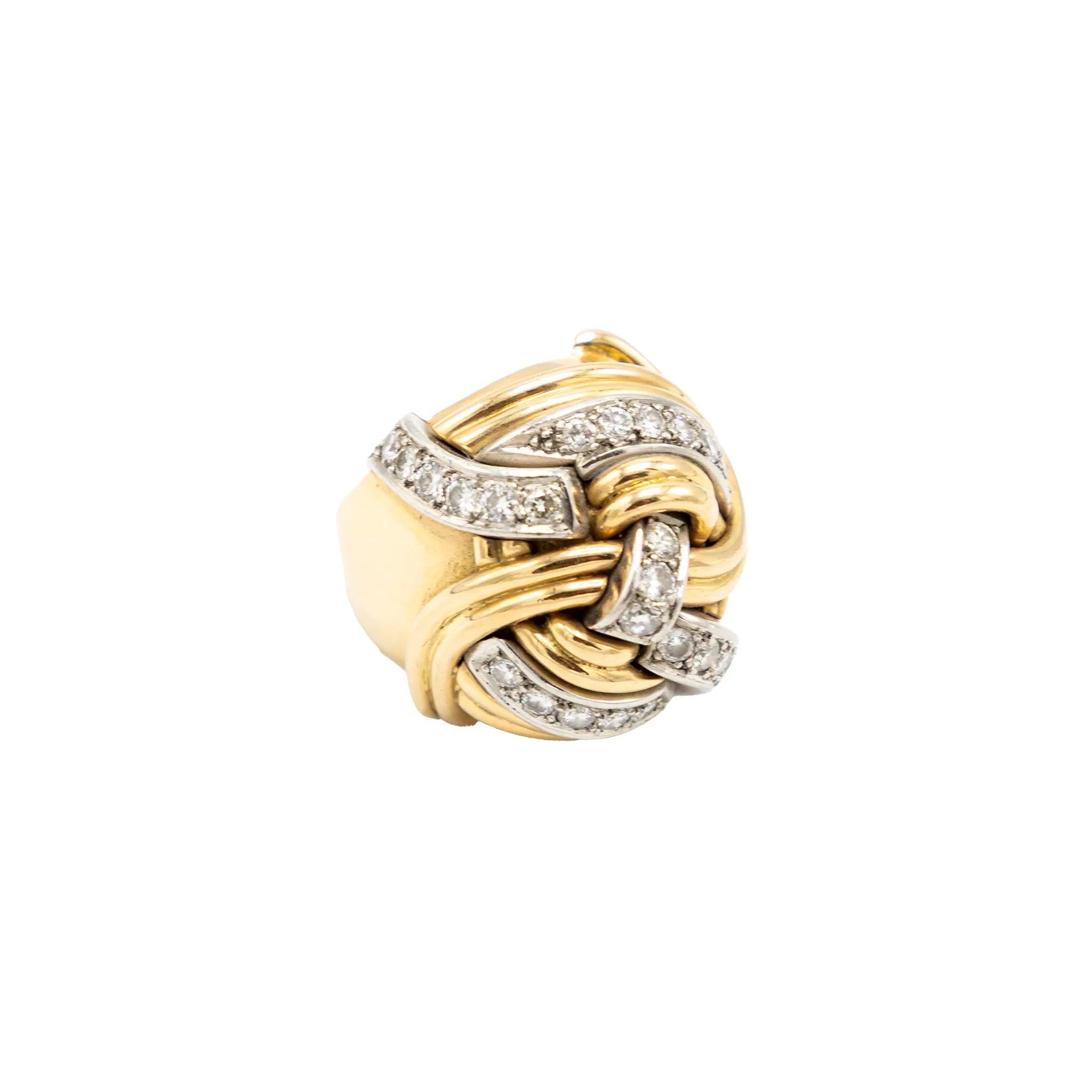 Anello a nodo in oro giallo 18 carati e diamanti d'epoca - anni '40 in vendita 6