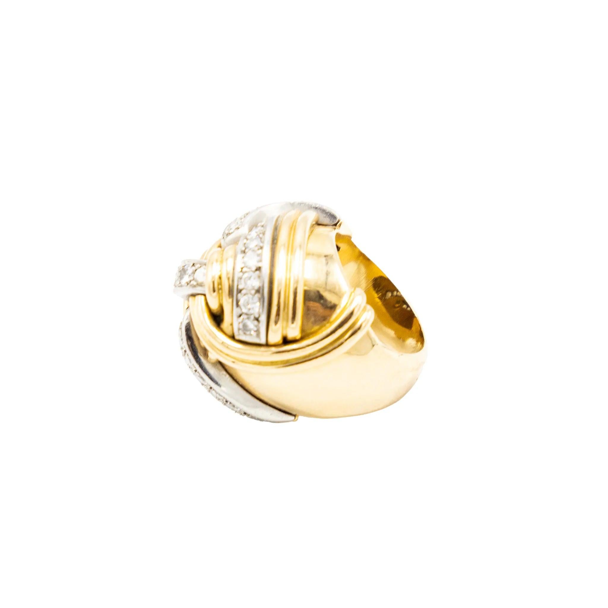 Anello a nodo in oro giallo 18 carati e diamanti d'epoca - anni '40 in vendita 2