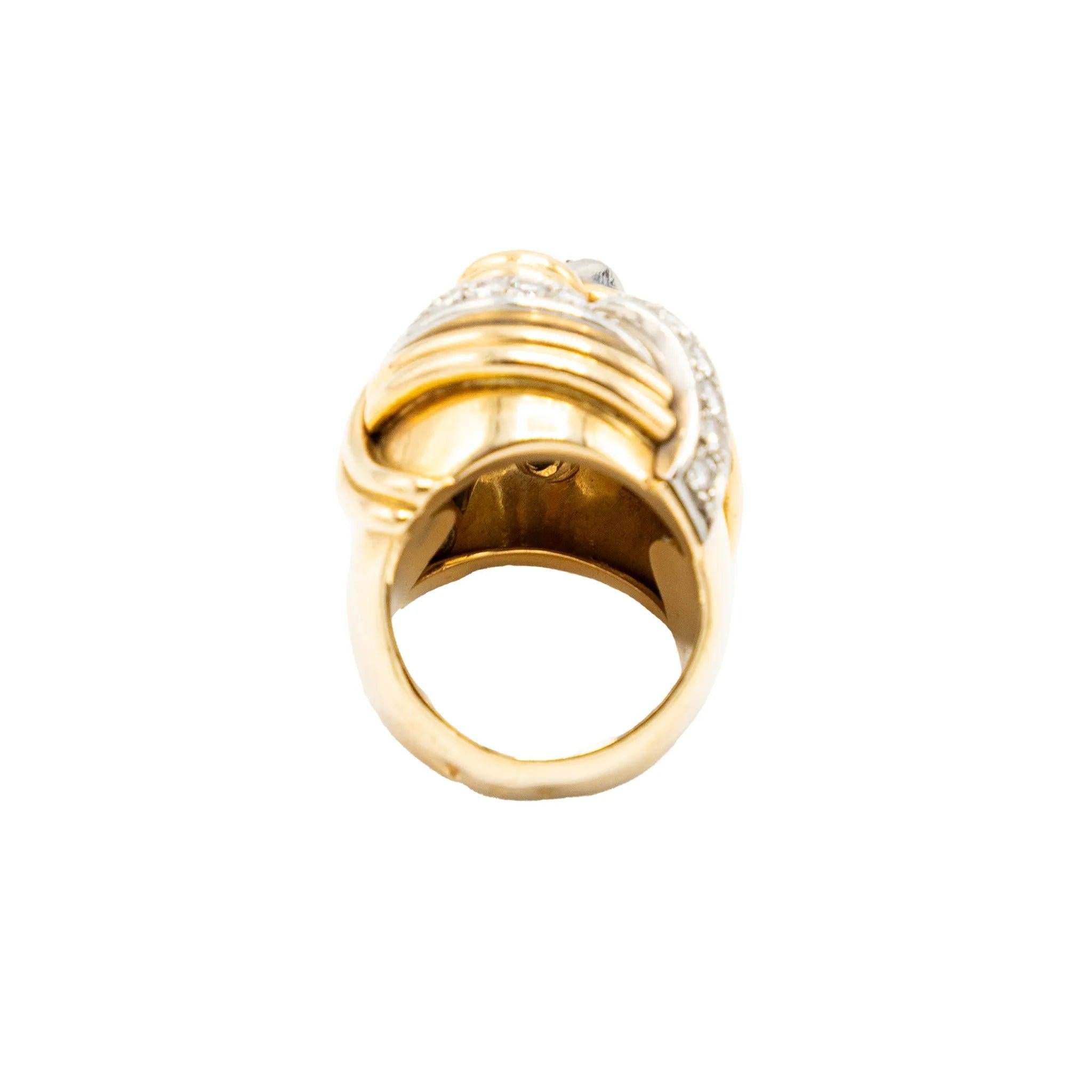 Anello a nodo in oro giallo 18 carati e diamanti d'epoca - anni '40 in vendita 4