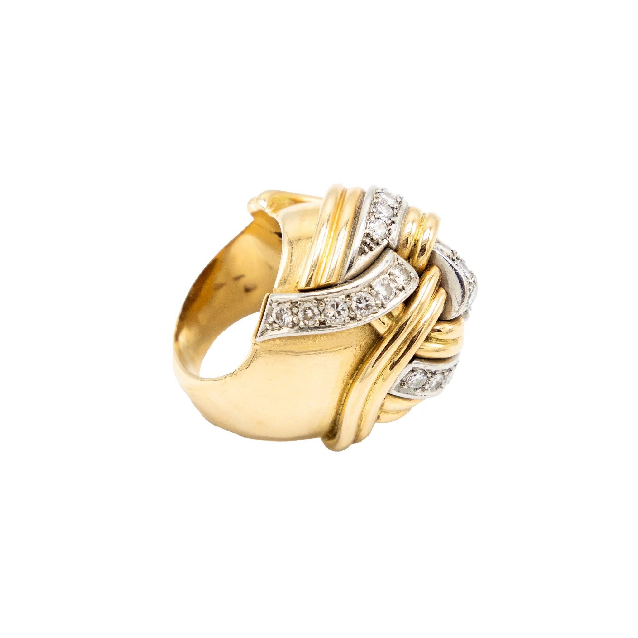 Anello a nodo in oro giallo 18 carati e diamanti d'epoca - anni '40 in vendita 5