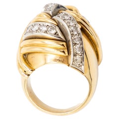 Vintage 18K Yellow Gold & Diamond Knot Ring – '40s