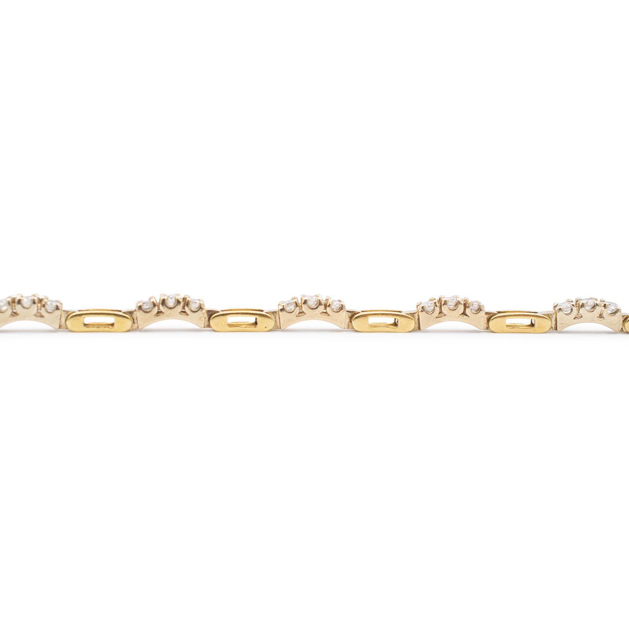 Taille brillant Bracelet à maillons vintage en or jaune 18 carats avec diamants en vente