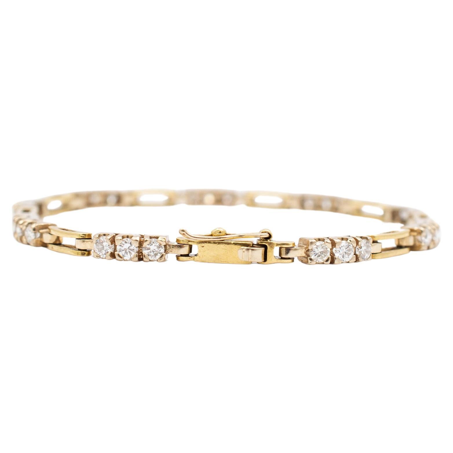 Bracelet à maillons vintage en or jaune 18 carats avec diamants en vente