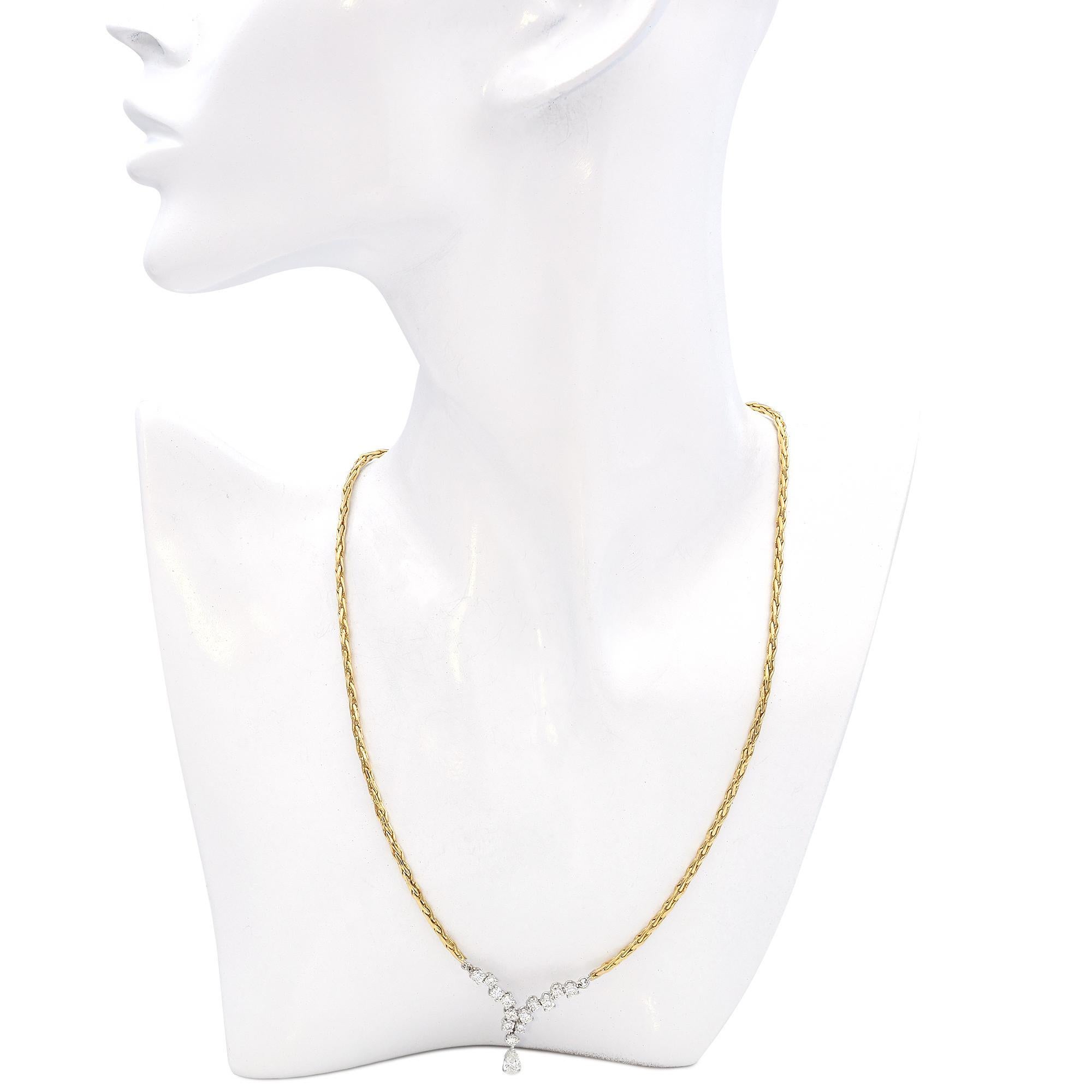 Taille brillant Collier vintage en or jaune 18 carats avec diamants en vente