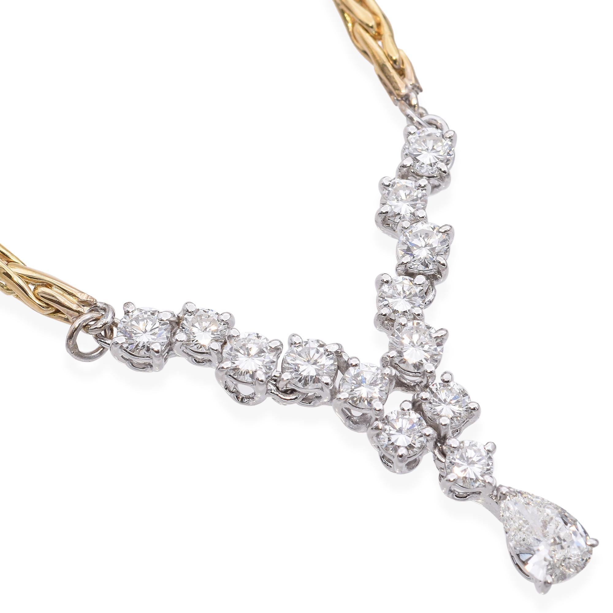 Collier vintage en or jaune 18 carats avec diamants Bon état - En vente à New York, NY