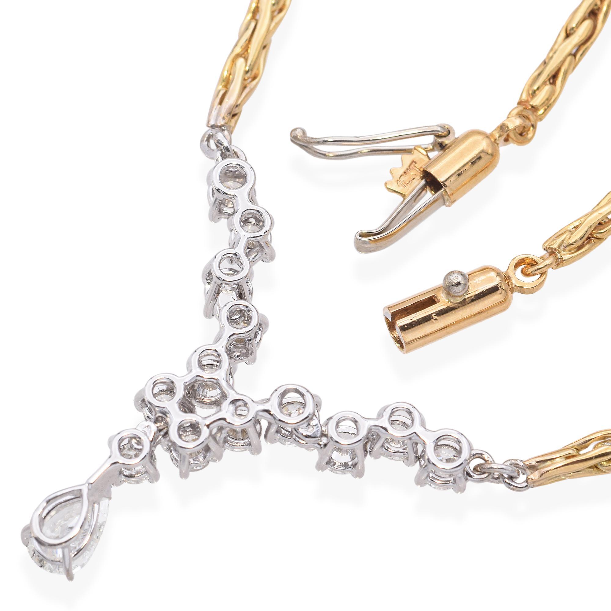 Collier vintage en or jaune 18 carats avec diamants Pour femmes en vente