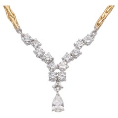 Vintage 18k Yellow Gold Diamond Necklace