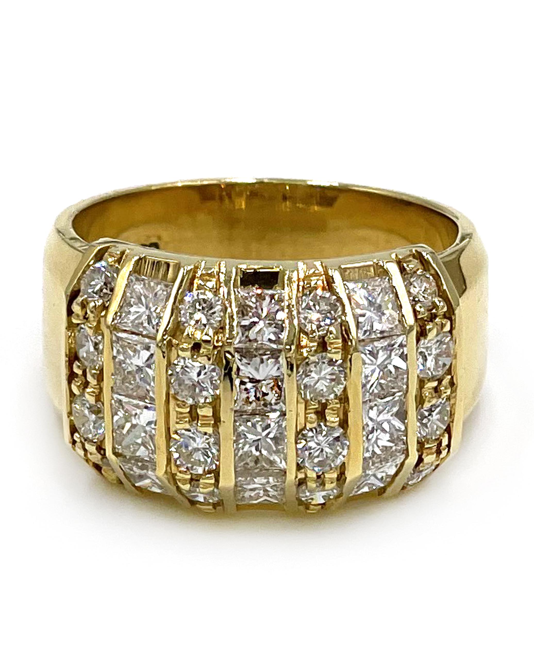 Vintage 18k Yellow Gold Diamond Ring, Circa 1985 In New Condition For Sale In Old Tappan, NJ