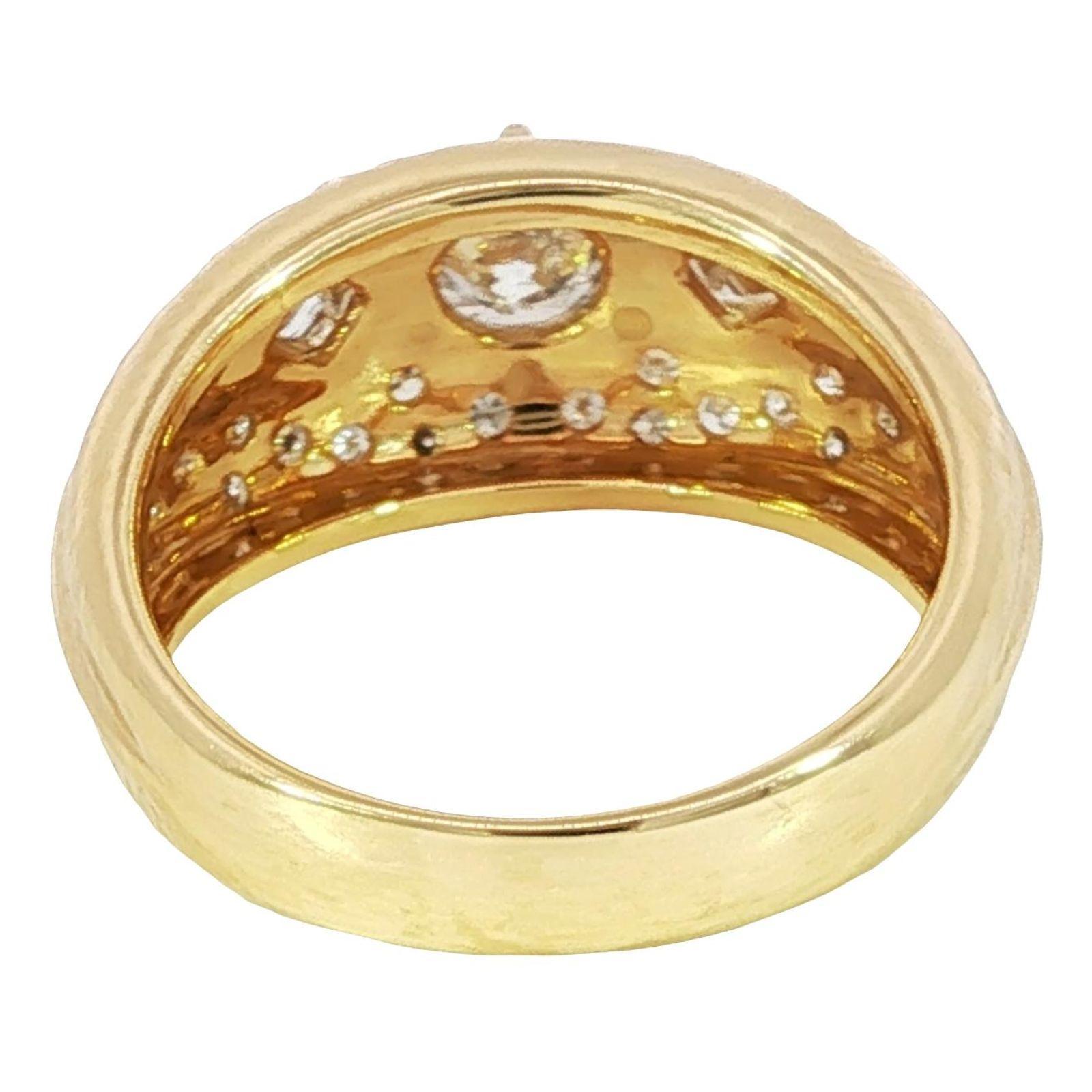 Anello vintage in oro giallo 18 carati con diamanti, misura 5,5 ~1,01ctw in vendita 4