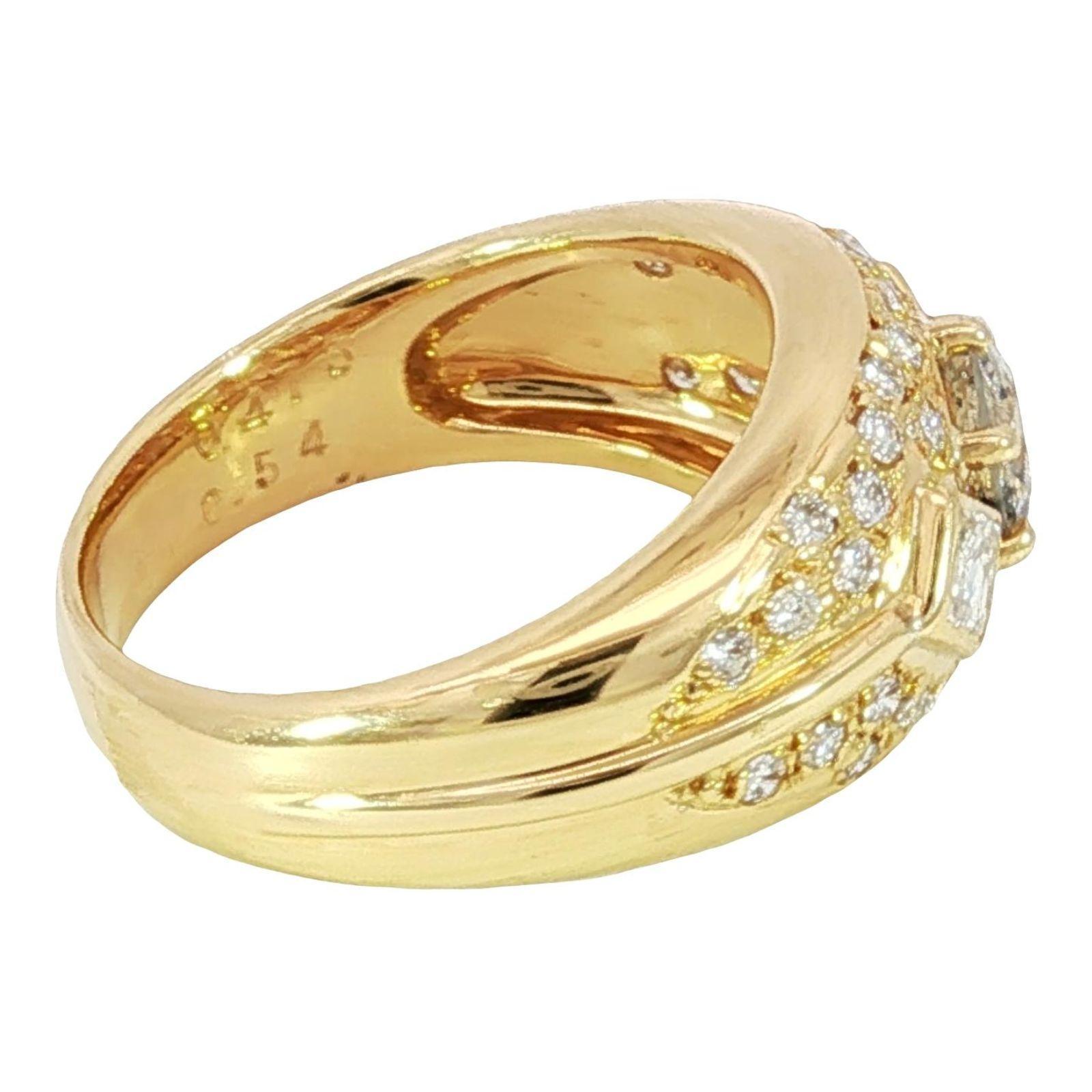 Anello vintage in oro giallo 18 carati con diamanti, misura 5,5 ~1,01ctw in vendita 5