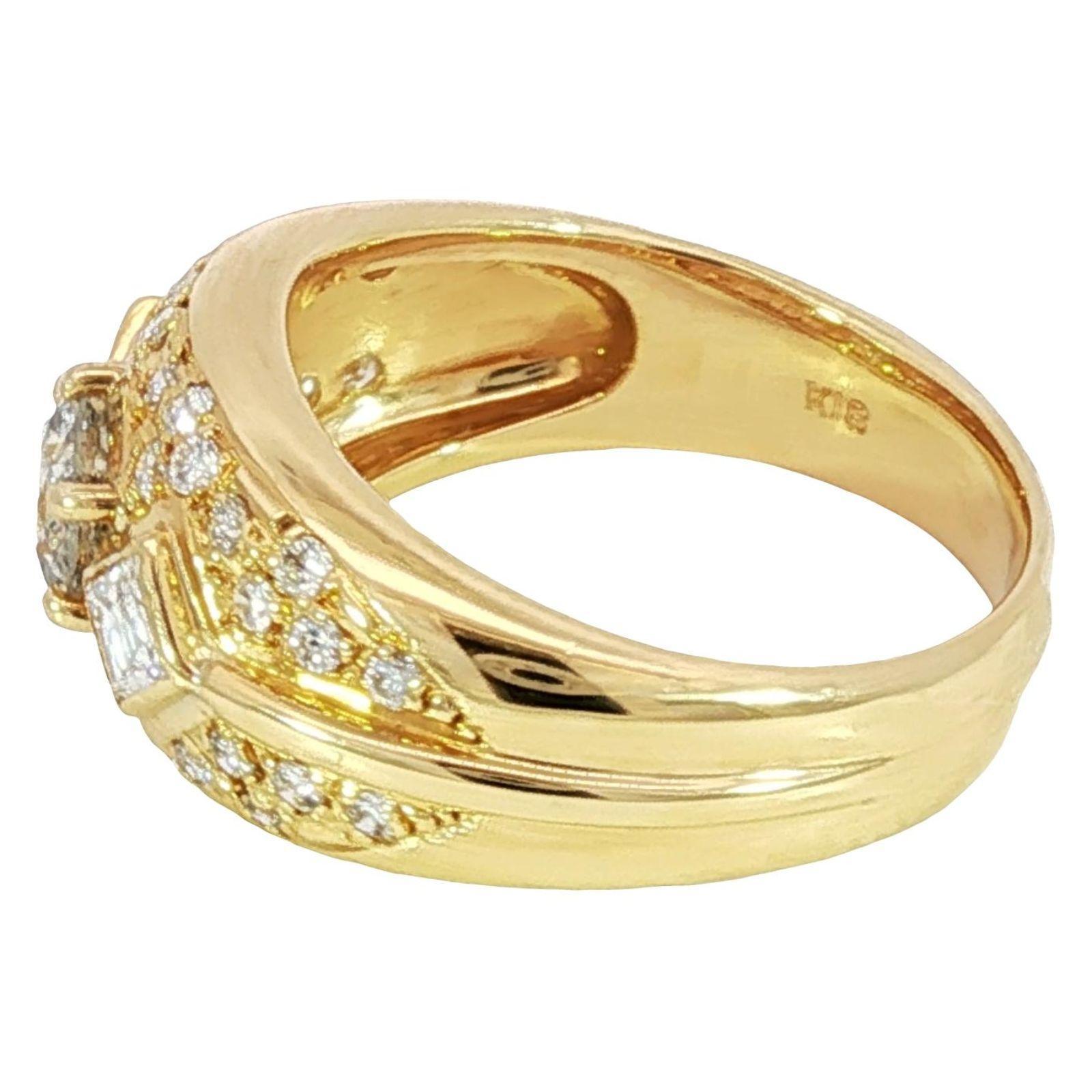 Anello vintage in oro giallo 18 carati con diamanti, misura 5,5 ~1,01ctw in vendita 3