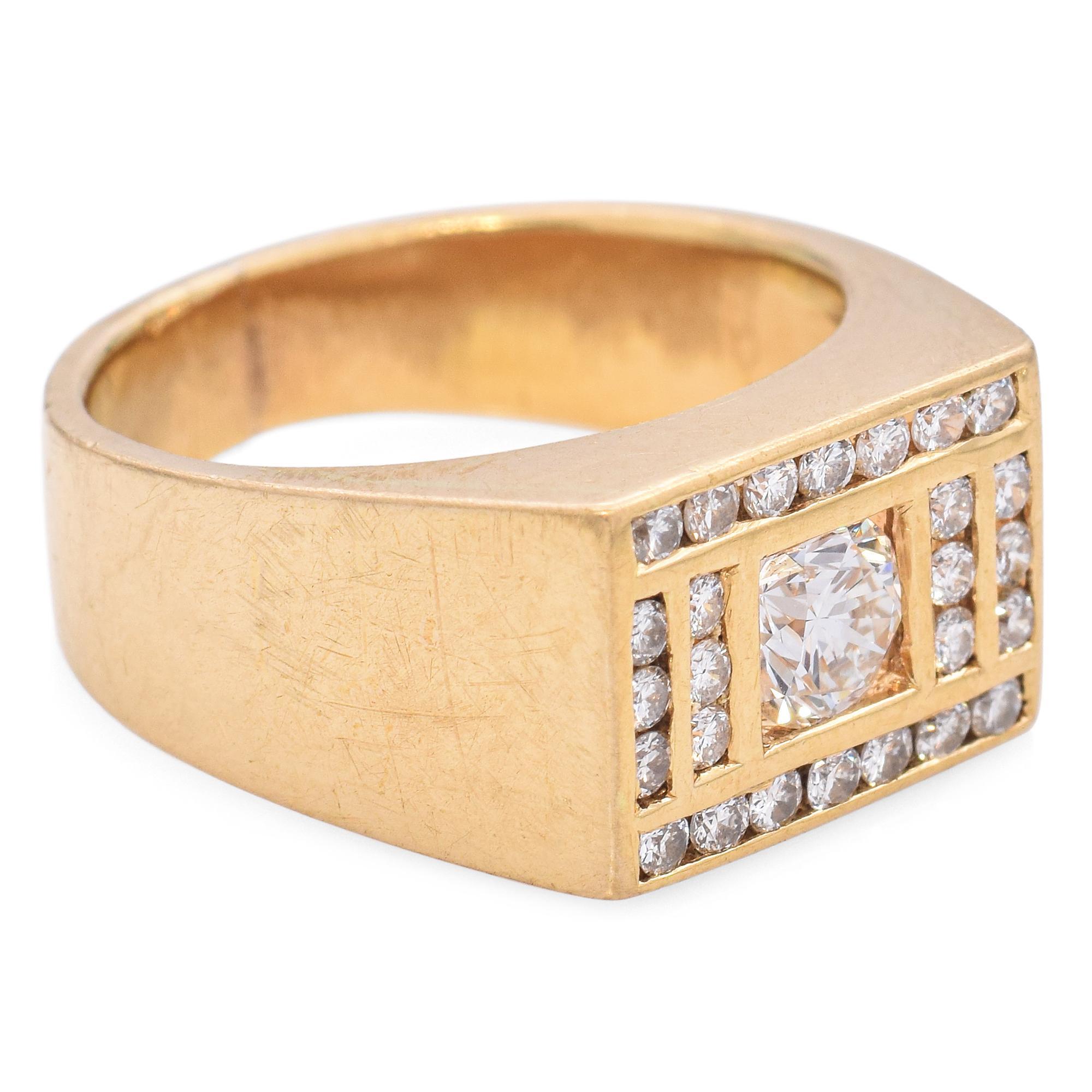 Anello con diamante d'epoca in oro giallo 18 ct. in vendita 1