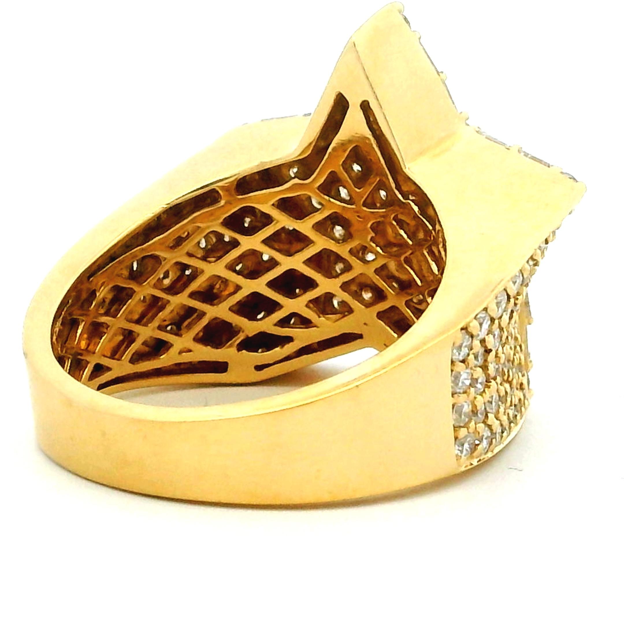 Vintage 18K Gelbgold Diamond Star Ring, 3,5 Karat, 1980er-1990er Jahre, Größe 7 im Angebot 6