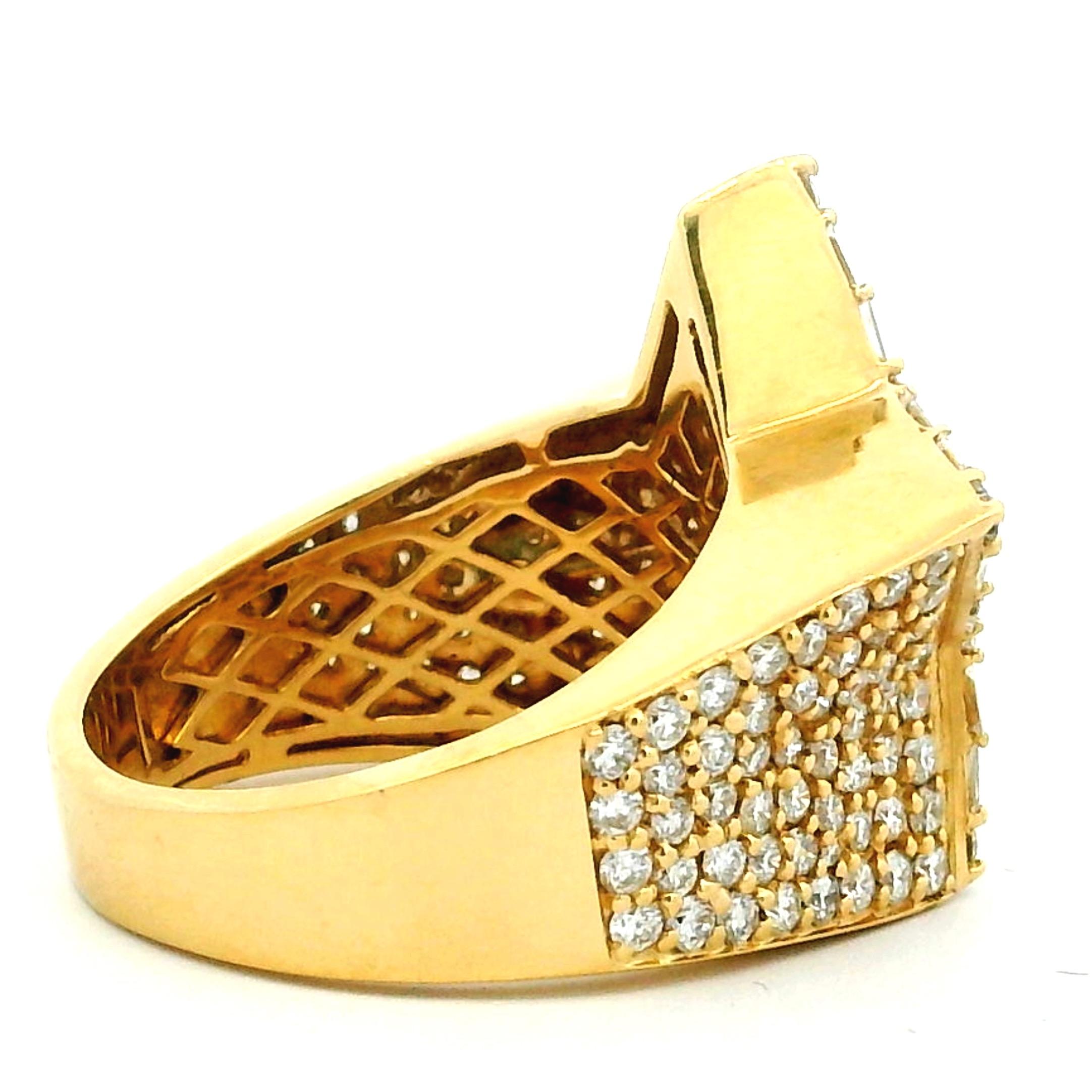 Vintage 18K Gelbgold Diamond Star Ring, 3,5 Karat, 1980er-1990er Jahre, Größe 7 im Angebot 7