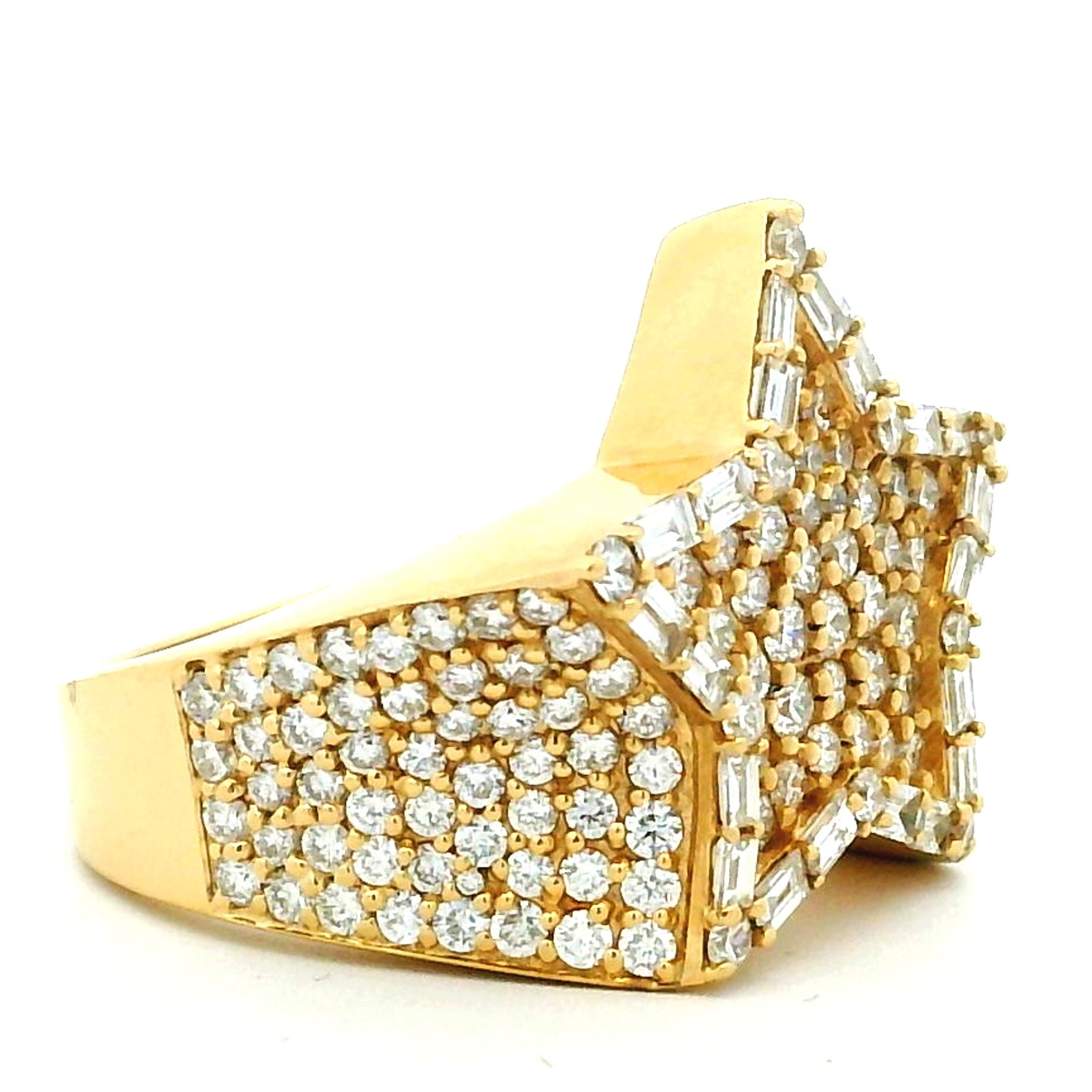 Vintage 18K Gelbgold Diamond Star Ring, 3,5 Karat, 1980er-1990er Jahre, Größe 7 im Angebot 9