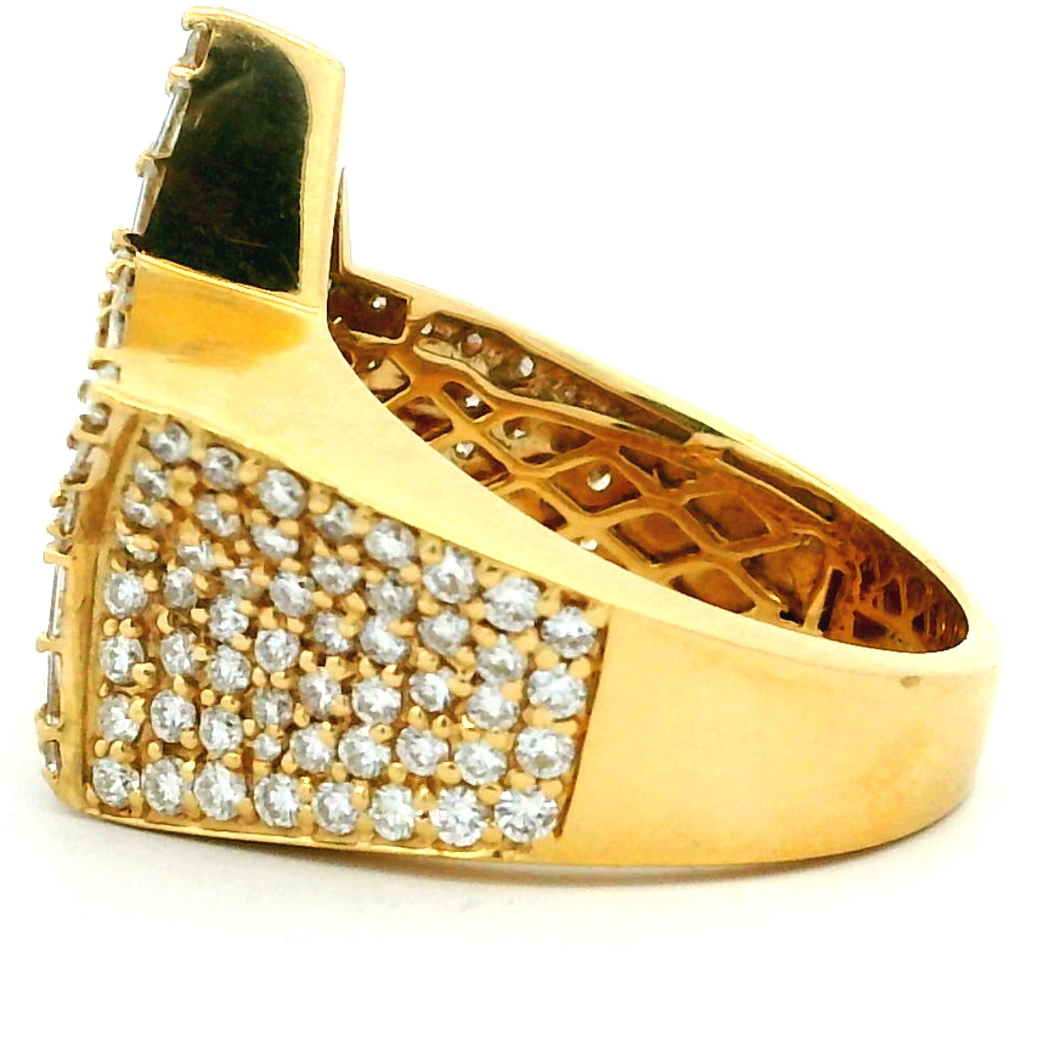 Vintage 18K Gelbgold Diamond Star Ring, 3,5 Karat, 1980er-1990er Jahre, Größe 7 im Angebot 2