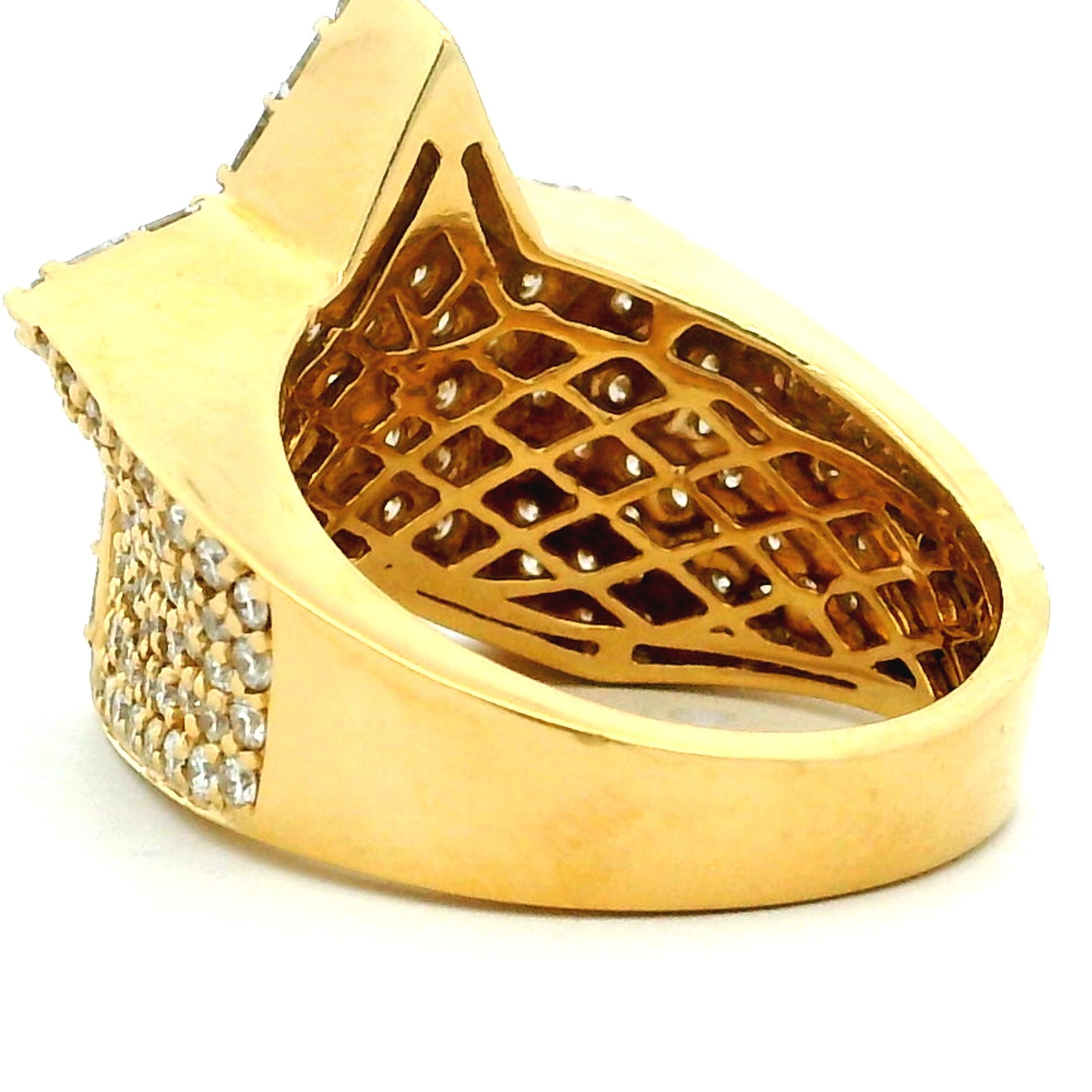 Vintage 18K Gelbgold Diamond Star Ring, 3,5 Karat, 1980er-1990er Jahre, Größe 7 im Angebot 3