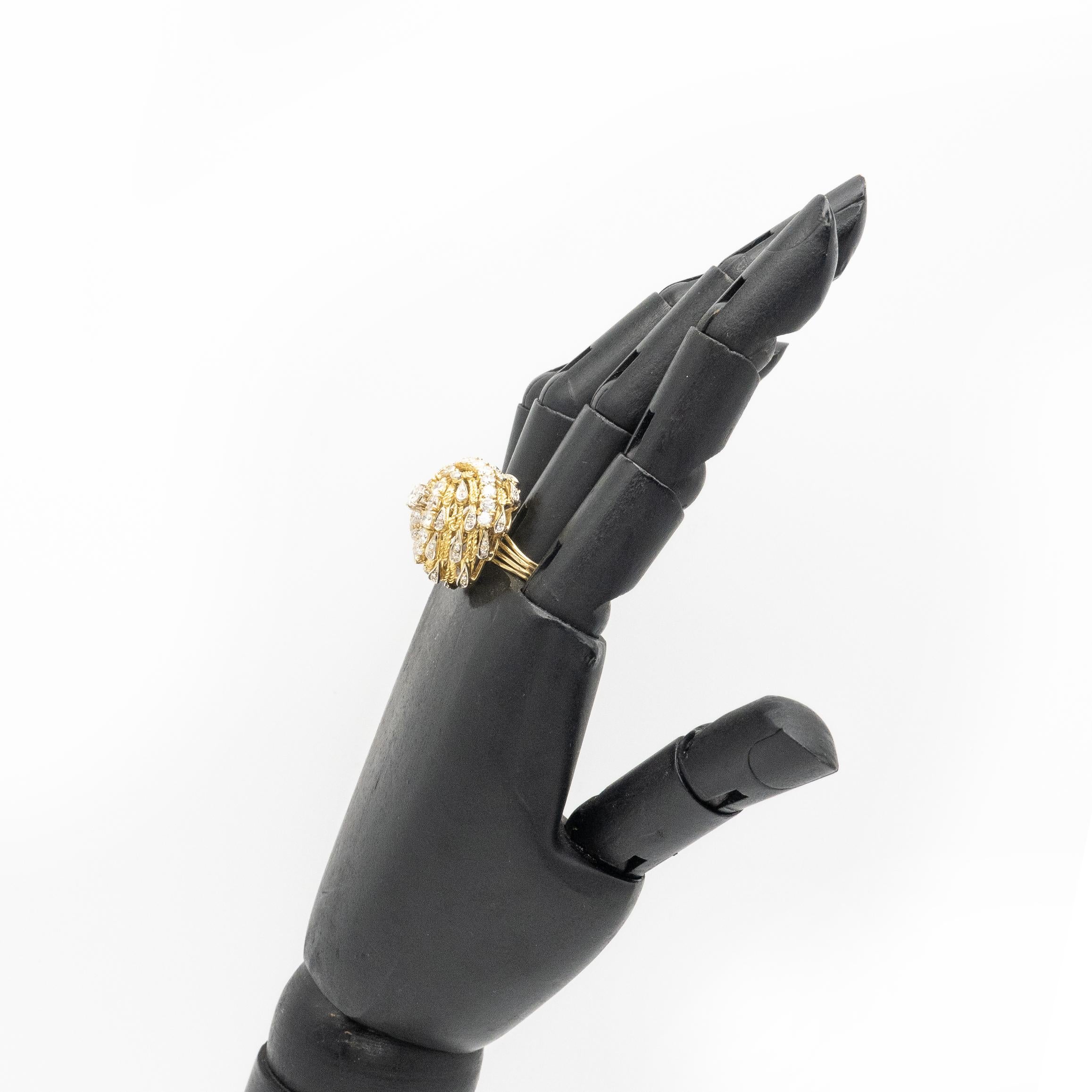 Vintage 18K Yellow Gold Diamond Swirl Cocktail Ring For Sale 6