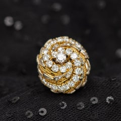 Vintage 18K Yellow Gold Diamond Swirl Cocktail Ring