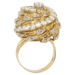 Vintage 18K Yellow Gold Diamond Swirl Cocktail Ring