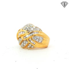 Vintage 18K Yellow Gold Domed Woven/Braided Cocktail Ring Approx 2.5CT