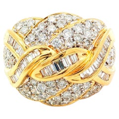 Vintage 18K Yellow Gold Domed Woven/Braided Cocktail Ring Approx 2.5CT