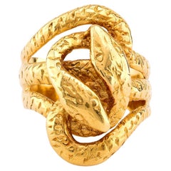 Vintage 18K Gelbgold Doppelter Schlangenring